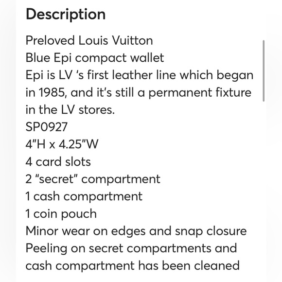 Preloved Louis Vuitton Blue Epi Compact Wallet - Picture 10 of 10